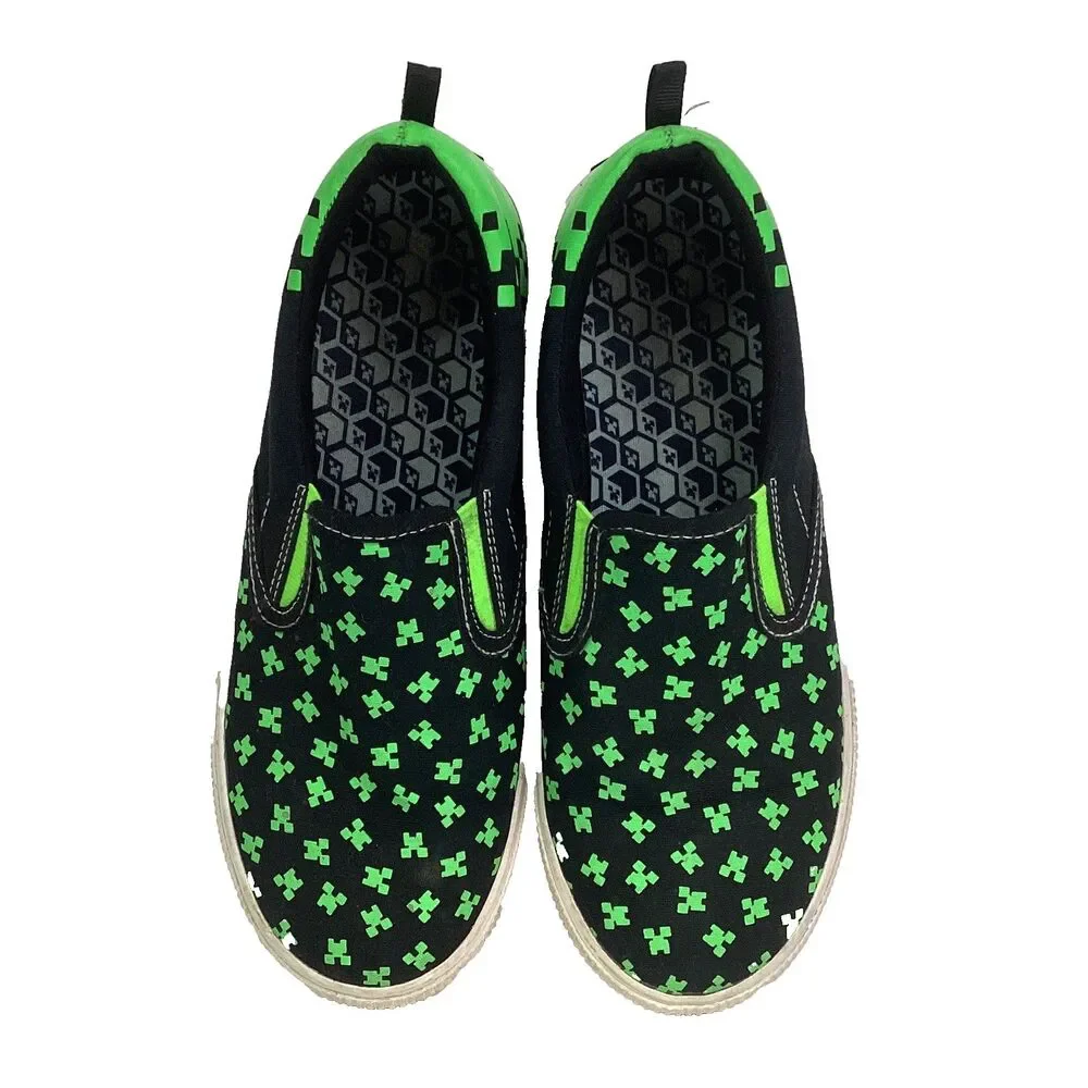 Mojang Minecraft Creeper Shoes - Men's Sz 6 - Black & Green - Low Sneakers